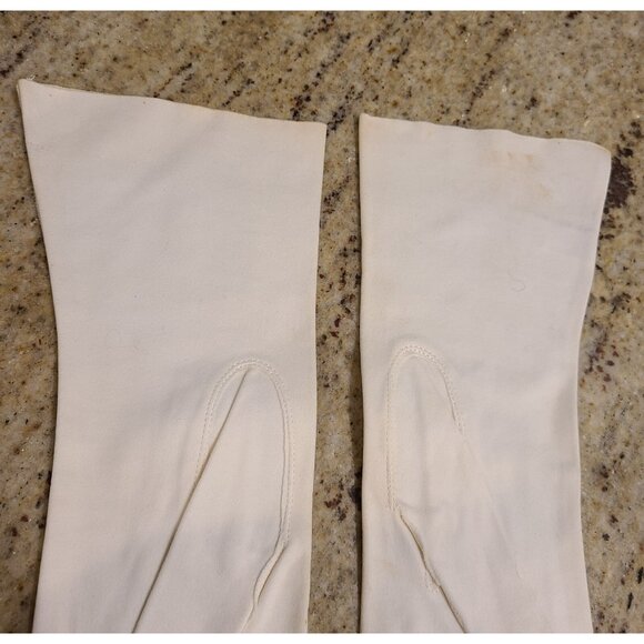Vintage Womens Size M/L Off White Cotton Formal 11.5" Long Gloves Millan *stains - Picture 10 of 16